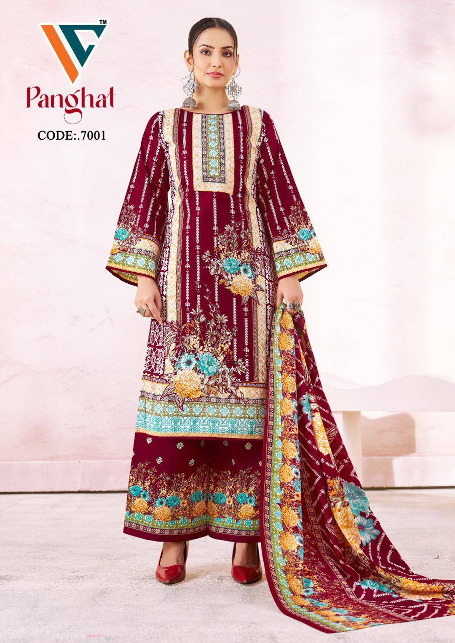    PANGHAT VOL - 7 By VANDANA‎‎‎‎ CREATION 7001 To 7008 Series Beautiful Festive Suits Stylish Fancy Colorful Casual Wear & Ethnic Wear Cotton Print Dresses At Wholesale Price